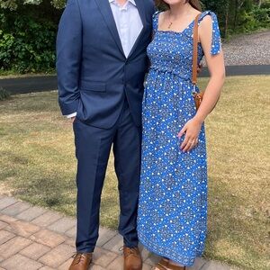 Max Studio Blue and White Patterned Dress